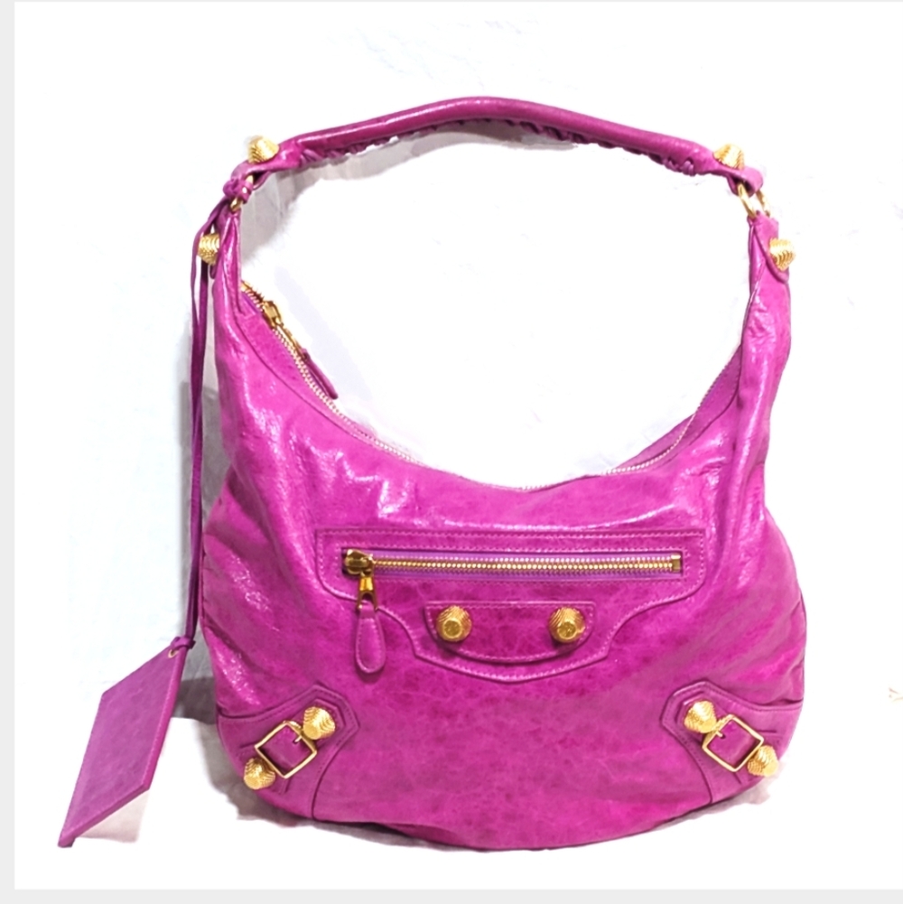 Balenciaga Hot Pink Leather Hobo Bag with Gold Hardware - Picture 16 of 16